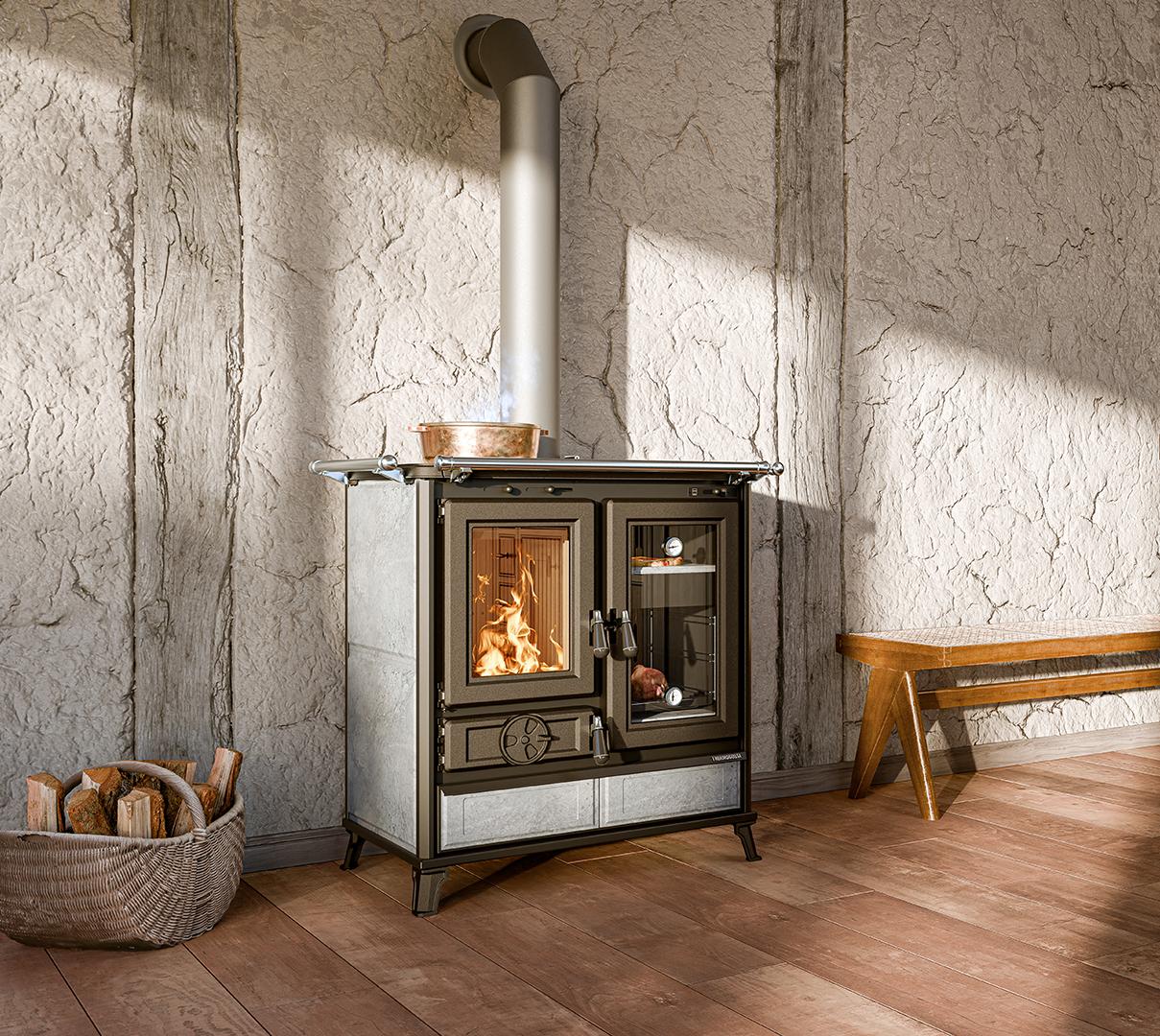 Kominek z płaszczem wodnym LUCY PW 20 kW melissa stone evo - Kominek z płaszczem wodnym LUCY PW 20 kW